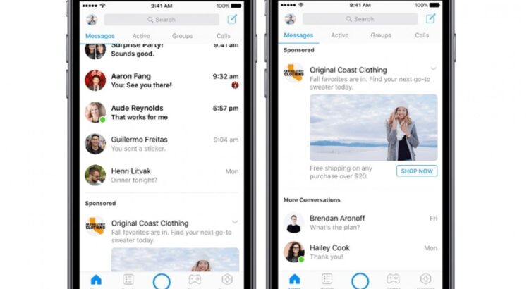 Facebook Messenger introduit la publicité dans sa page d'accueil, top ou flop ?