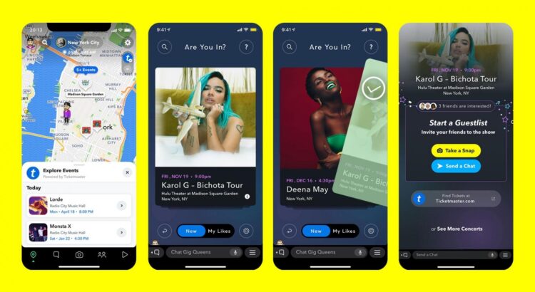Snapchat et Ticketmaster lancent une manière inédite de découvrir les spectacles à venir