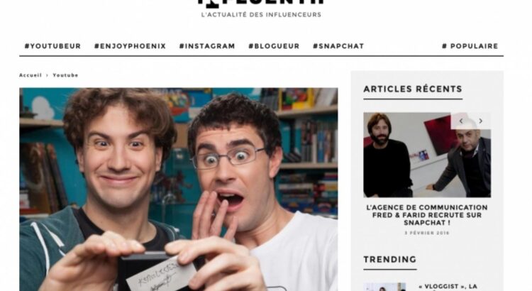 Lancement d'Influenth, un site d'actualité dédié aux talents des réseaux sociaux
