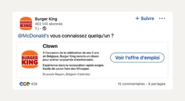 Burger King Belgique recrute un clown pour son anniversaire